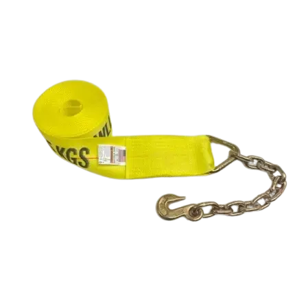 4" x 30' Heavy-Duty Winch Strap with Chain Anchor End - 5,400 lbs Working Load Limit -  | CasterHQ
