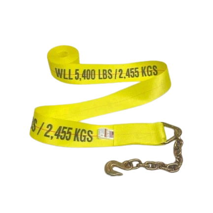 4" x 30' Heavy-Duty Winch Strap with Chain Anchor End - 5,400 lbs Working Load Limit CasterHQ