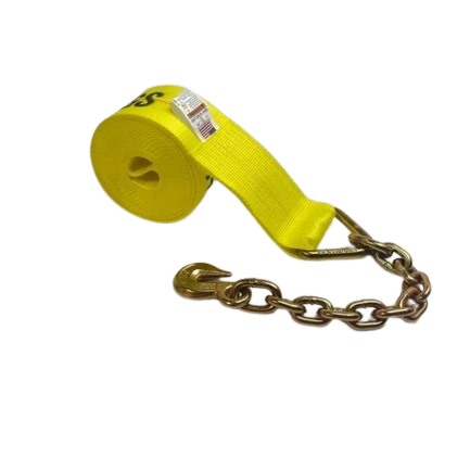 4" x 30' Heavy-Duty Winch Strap with Chain Anchor End - 5,400 lbs Working Load Limit CasterHQ