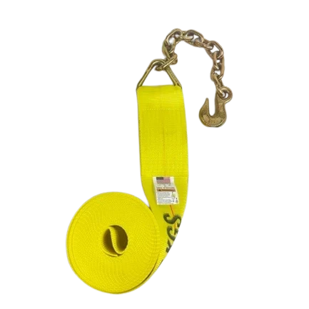 4" x 30' Heavy-Duty Winch Strap with Chain Anchor End - 5,400 lbs Working Load Limit CasterHQ