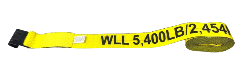 4" x 30' Heavy Duty Winch Strap with Flat Hook - 5,400 lbs WLL CasterHQ