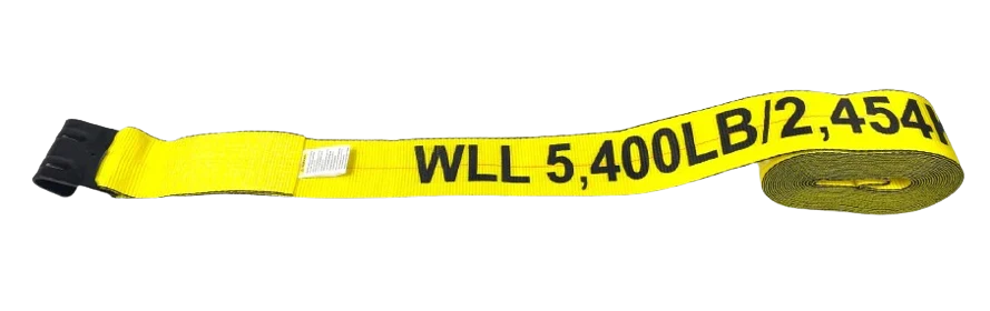 4" x 30' Heavy Duty Winch Strap with Flat Hook - 5,400 lbs WLL CasterHQ
