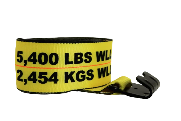 4" x 30' Heavy Duty Winch Strap with Flat Hook - 5,400 lbs WLL CasterHQ