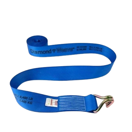 4" x 30' Diamond Weave Winch Strap with Wire Hook - Orange CasterHQ