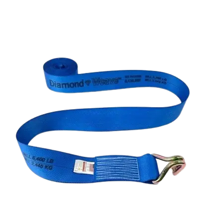 4" x 30' Diamond Weave Winch Strap with Wire Hook - Orange -  | CasterHQ