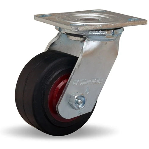 S-524-R Hamilton 4" x 2" Standard Duty Swivel Caster - Mold-On Rubber on Cast Iron Wheel with 3/4" Roller Bearing Hamilton