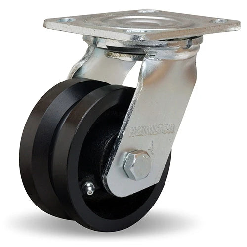 S-524-V Hamilton Standard Duty Swivel Caster - 4"x2" V-Grooved Wheel with 3/4" Straight Roller Bearing for Optimal Industrial Mobility Hamilton