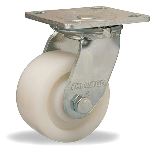 Hamilton S-524-WNB Swivel Caster - 4x2 Inch White Nylon Wheel with Precision Ball Bearings for Industrial Mobility Hamilton