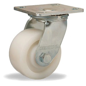Hamilton S-524-WNB Swivel Caster - 4x2 Inch White Nylon Wheel with Precision Ball Bearings for Industrial Mobility Hamilton
