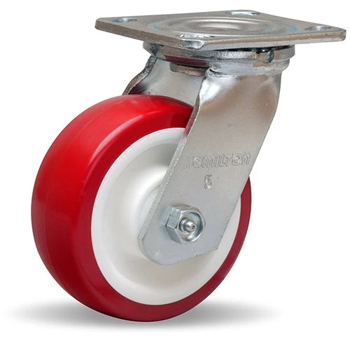 Hamilton S-525-NF Swivel Caster - 5x2" Poly-Tech Polyurethane Wheel on Polypropylene, Industrial Mobility Hamilton