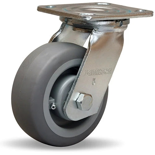 Hamilton S-525-TE Swivel Caster - 5x2 Inch Versa-Tech Rubber Wheel on Polyolefin Core for Smooth Industrial Mobility Hamilton