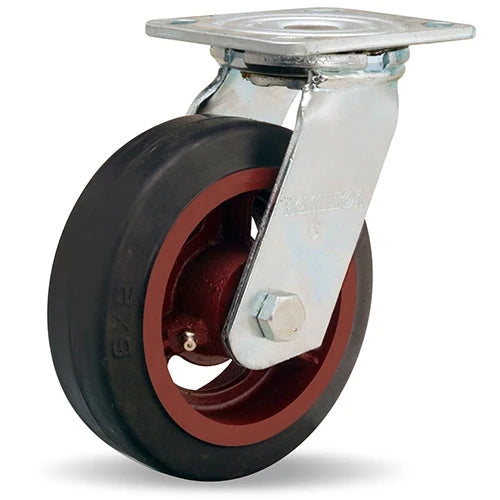 Hamilton S-526-R Swivel Caster - 6x2 Inch Mold-On Rubber Wheel on Cast Iron, Ideal for Industrial Use Hamilton