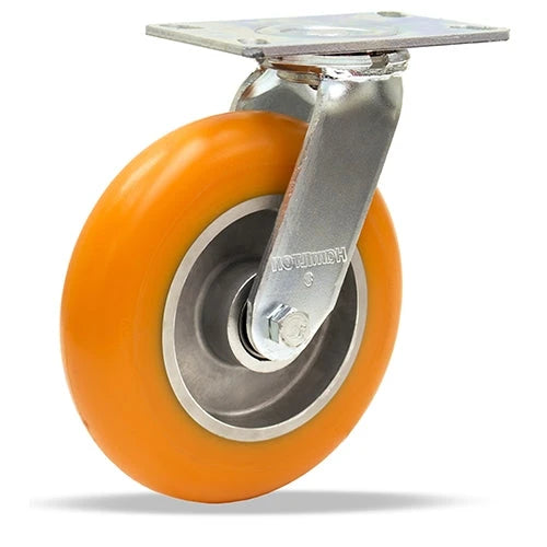 Hamilton S-528-EMB Standard Duty Swivel Caster - 8x2 Inch Ergo-Tech Polyurethane Wheel on Aluminum, Precision Bearings for Industrial Mobility Hamilton
