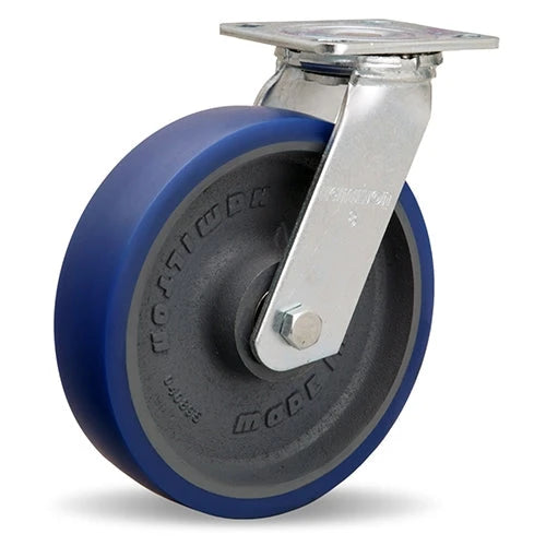 Hamilton S-528-SPB Swivel Caster - 8x2 Inch Ergo-Glide Polyurethane on Cast Iron Wheel with Precision Ball Bearings for Enhanced Industrial Mobility Hamilton