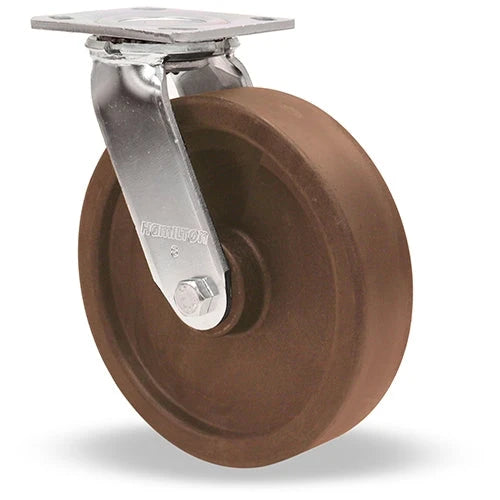 Hamilton S-52HK-8HNY: High Heat 8" Kingpinless Swivel Caster | 550° F Scorcher Wheel | 3/4" Roller Bearing with Grease Hamilton