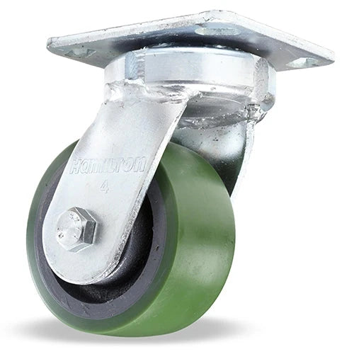 4x2 Inch Hamilton Standard Duty Kingpinless Swivel Caster - Duralast Polyurethane on Cast Iron Wheel - 1/2" Sealed Precision Ball Bearings Hamilton