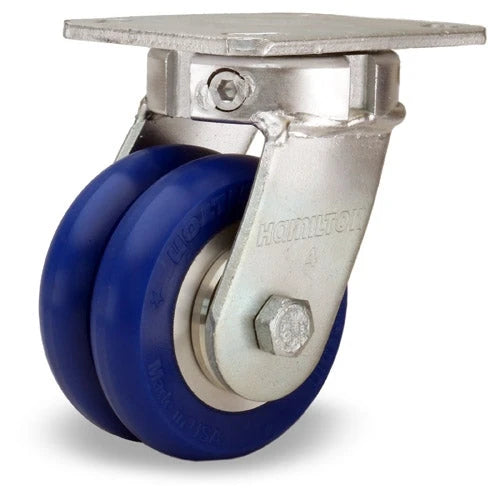 Hamilton S-52K-4SWC85 Standard Duty Swivel Caster - 4" x 2" UltraGlide (85A) Twin Wheel Blue Tread - High Quality, Durable, Efficient Hamilton