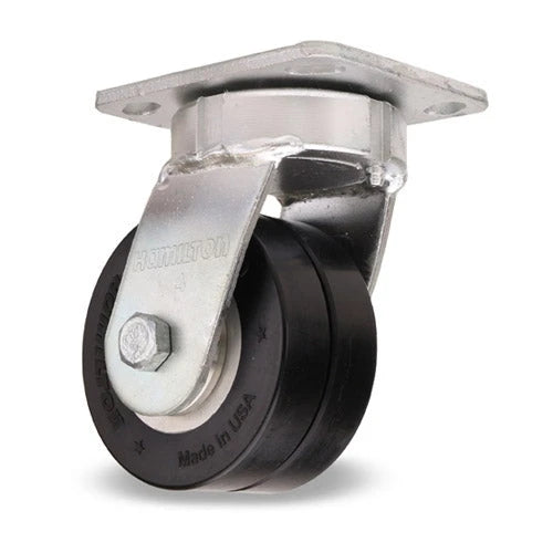 S-52K-4SWF70D Hamilton Standard Duty Swivel Caster - 4" x 2" UltraGlide Twin Wheel Black Tread on Aluminum Core - High Durability for Heavy-Duty Tasks Hamilton