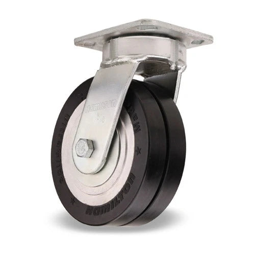 S-52K-6SWF70D Hamilton Standard Duty Swivel Caster - 6"x2" UltraGlide Twin Wheel, Aluminum Core, 3/4" Sealed Precision Ball Bearings Hamilton