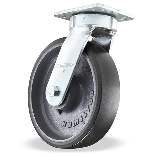 S-52K-8DB70 Hamilton Standard Duty Kingpinless Swivel Caster - 8" x 2" Duralast XC Polyurethane (70D) Wheel on Cast Iron - 1/2" Sealed Precision Ball Bearings for Superior Durability & Smooth Mobility Hamilton