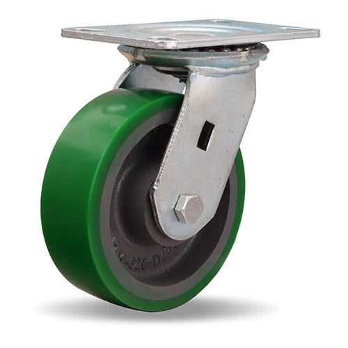 Vanguard Swivel Caster with 6" x 2" Duralast Polyurethane (95A) on Cast Iron Wheel with 1/2" Sealed Precision Ball Bearings Hamilton