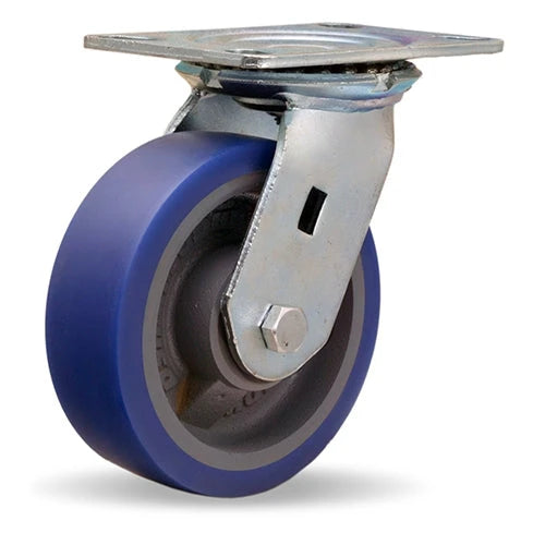 Vanguard Swivel Caster with 6" x 2" Ergo-Glide Polyurethane (85A) on Cast Iron Wheel with 1/2" Sealed Precision Ball Bearings Hamilton