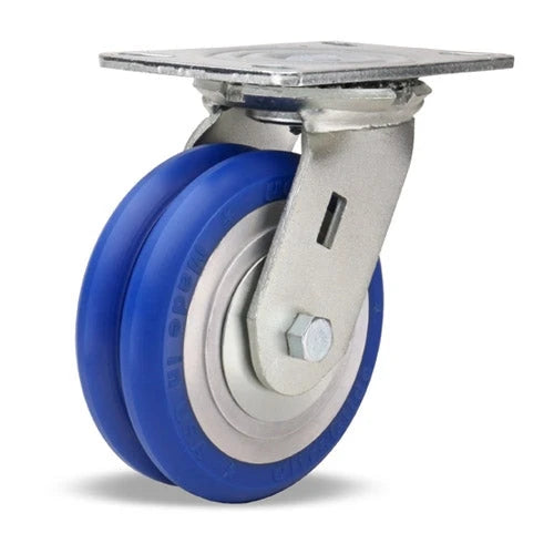 Vanguard Swivel Caster with 6" x 2" UltraGlide Ergo Polyurethane (85A) on Aluminum Wheel with 1/2" Sealed Precision Ball Bearings Hamilton