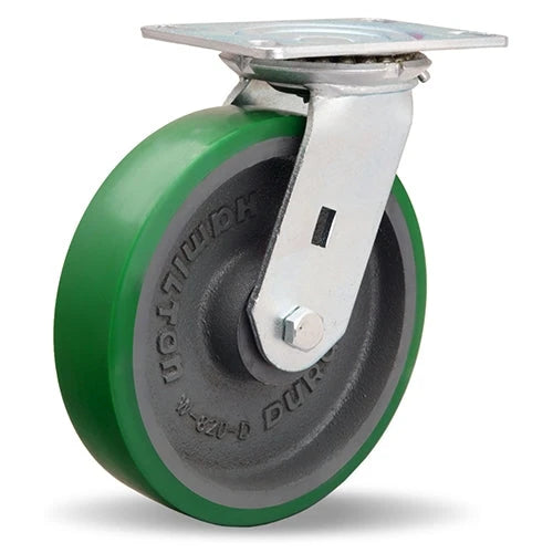 Vanguard Swivel Caster with 8" x 2" Duralast Polyurethane (95A) on Cast Iron Wheel with 1/2" Sealed Precision Ball Bearings Hamilton