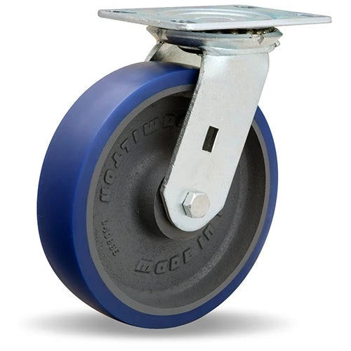 Vanguard Swivel Caster with 8" x 2" Ergo-Glide Polyurethane (85A) on Cast Iron Wheel with 1/2" Sealed Precision Ball Bearings Hamilton