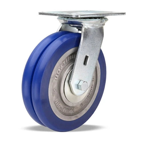 Vanguard Swivel Caster with 8" x 2" UltraGlide Ergo Polyurethane (85A) on Aluminum Wheel with 1/2" Sealed Precision Ball Bearings Hamilton