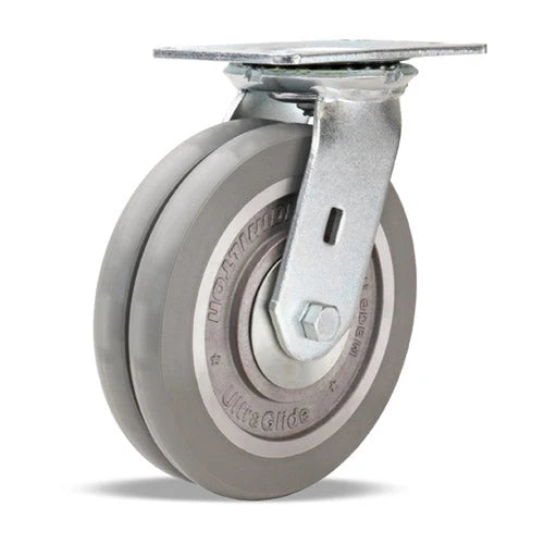 Vanguard Swivel Caster with 8" x 2" UltraGlide 24/7 | AGV Polyurethane (95A) on Aluminum Wheel with 1/2" Sealed Precision Ball Bearings Hamilton