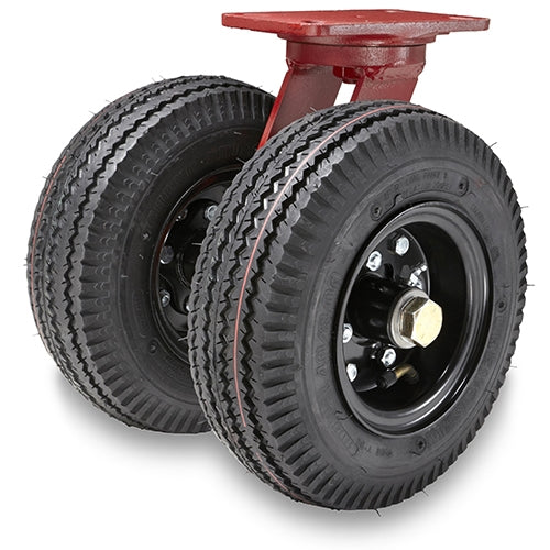 10 Inch Hamilton Pneumatic Dual-Wheel Swivel Caster - Heavy Duty Air Filled Tire | 3/4 Inch Roller Bearing Hamilton