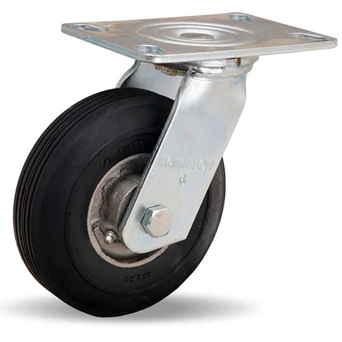 S-8006-SU Hamilton Cush-N-Flex Swivel Caster - 6" Super-Flex Rubber on Aluminum Wheel with 3/4" Roller Bearing Hamilton