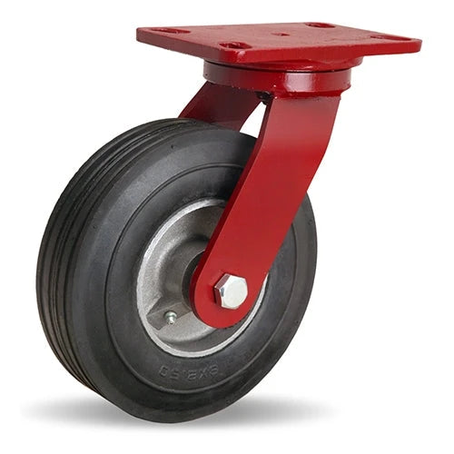 S-8008-SU Hamilton Cush-N-Flex Swivel Caster: 8" x 2-1/2" Super-Flex Rubber Wheel on Aluminum with 3/4" Roller Bearing Hamilton