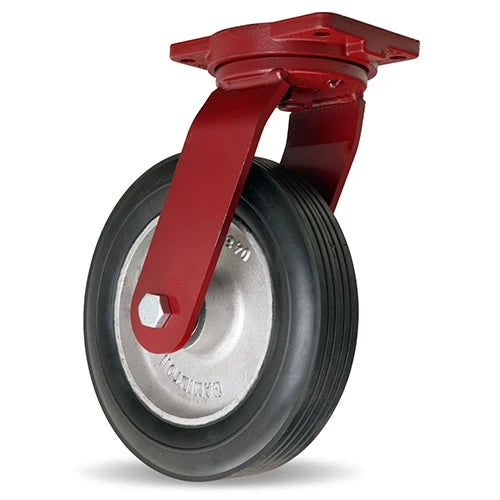 Hamilton 12" Cush-N-Flex Swivel Caster - 800 lbs Load Capacity - Super-Flex Rubber (60A) on Aluminum Wheel, 1" Straight Roller Bearing - S-8012-SU for E-commerce Hamilton