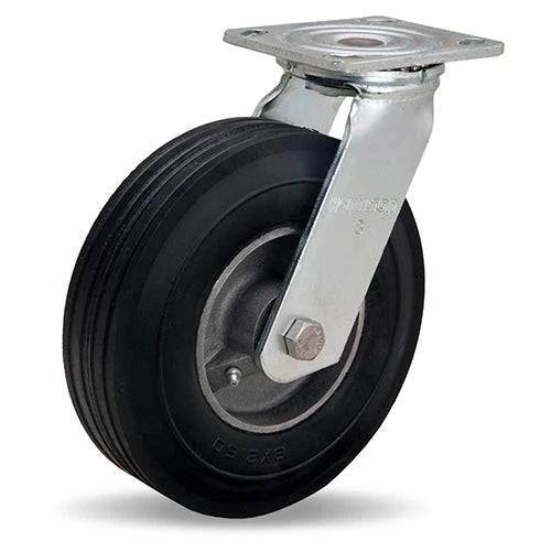 S-8528-SU Hamilton Cush-N-Flex Swivel Caster - 8" x 2-1/2" Super-Flex Rubber Wheel on Aluminum - Ideal for Industrial Mobility Hamilton