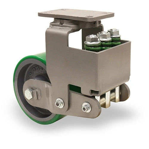 Hamilton Aerospace Swivel Caster: 6"x3" Duralast Polyurethane on Cast Iron Wheel - Spring Loaded Forge Master with 3/4" Sealed Precision Bearings Hamilton