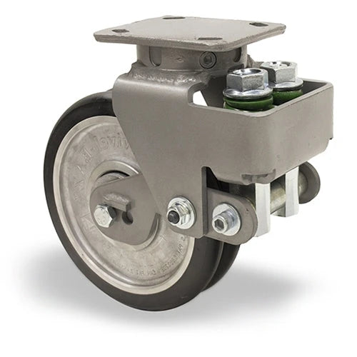 Hamilton Aerospace 8" x 2" Spring Loaded Swivel Caster: UltraGlide XC Twin Wheel 75D Tread on Aluminum, 1/2" Sealed Bearings - S-AEZFHS-8SWC75D-2 Hamilton