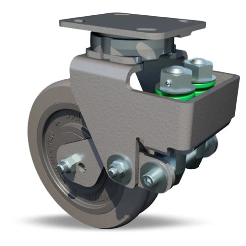 Hamilton Aerospace 8" x 2" Spinfinity Swivel Caster – UltraGlide 24-7 Twin Wheel – Grey Crown 95A Tread – Sealed Precision Bearings Hamilton