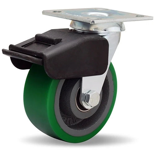 Hamilton S-BC-5DB Swivel Caster - 5x2" Duralast Polyurethane Wheel, Cast Iron Core, Precision Ball Bearing with Advanced Brake Hamilton