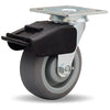 Hamilton S-BC-5TE Swivel Caster - 5x2" Versa-Tech Gray Rubber on Polyolefin Wheel with Combination Brake and Roller Bearing for Enhanced Industrial Mobility Hamilton