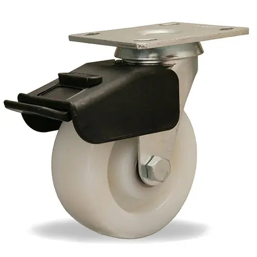 Hamilton S-BC-5WNB Swivel Caster with Brake - 5x2 Inch White Nylon Wheel & Precision Ball Bearing for Secure, Efficient Mobility -  | CasterHQ