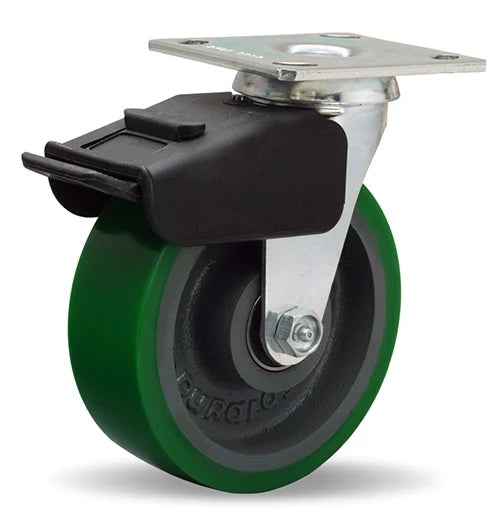 Hamilton S-BC-6DB Swivel Caster with Combination Brake - 6x2 Inch Duralast Polyurethane Wheel, Cast Iron Core, Precision Bearings Hamilton