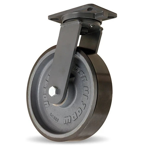 Hamilton Champion Swivel Caster with 12" x 3" Duralast XC Polyurethane (70D) on Cast Iron Wheel with 3/4" Sealed Precision Ball Bearings Hamilton