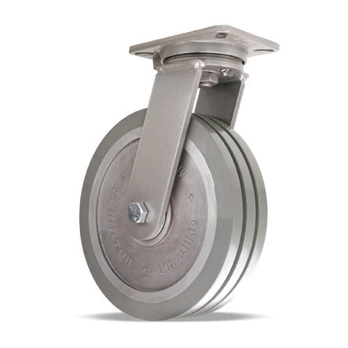 Hamilton Champion Swivel Caster with 12" x 3" UltraGlide (95A) Triple Wheel Black Tread on Aluminum Core with 3/4" Sealed Precision Ball Bearings Hamilton