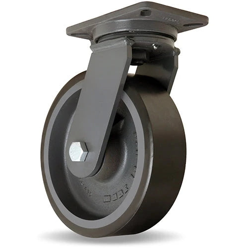 Hamilton Champion Swivel Caster with 10" x 3" DuraGlide 1" thick Polyurethane (95A) on Cast Iron Wheel with 3/4" Sealed Precision Ball Bearings Hamilton