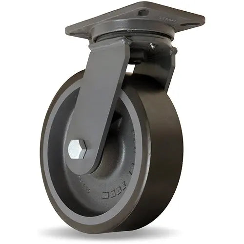 Hamilton Champion Swivel Caster with 10" x 3" DuraGlide 1" thick Polyurethane (95A) on Cast Iron Wheel with 3/4" Sealed Precision Ball Bearings -  | CasterHQ