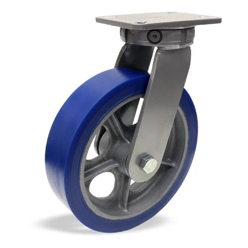 Hamilton Champion Swivel Caster with 10" x 3" Ergo-Glide XT 1" thick Polyurethane (85A) on Cast Iron Wheel with 3/4" Sealed Precision Ball Bearings Hamilton