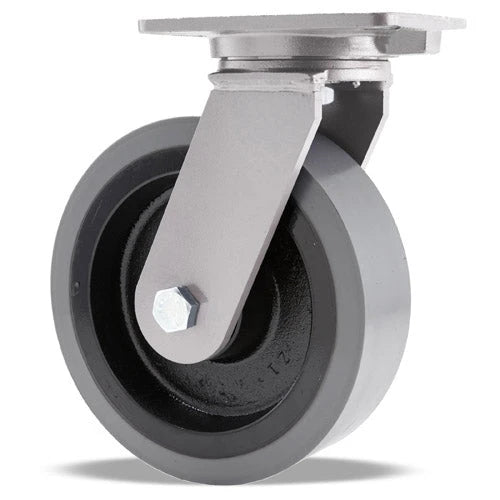 Hamilton Champion Swivel Caster with 10" x 3" DuraGlide 1" thick Polyurethane (95A) on Cast Iron Wheel with 3/4" Sealed Precision Ball Bearings Hamilton