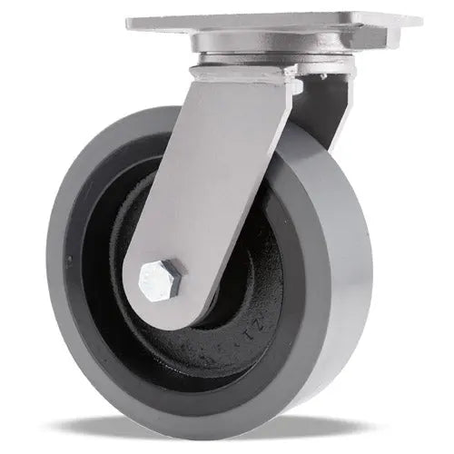 Hamilton Champion Swivel Caster with 10" x 3" DuraGlide 1" thick Polyurethane (95A) on Cast Iron Wheel with 3/4" Sealed Precision Ball Bearings -  | CasterHQ